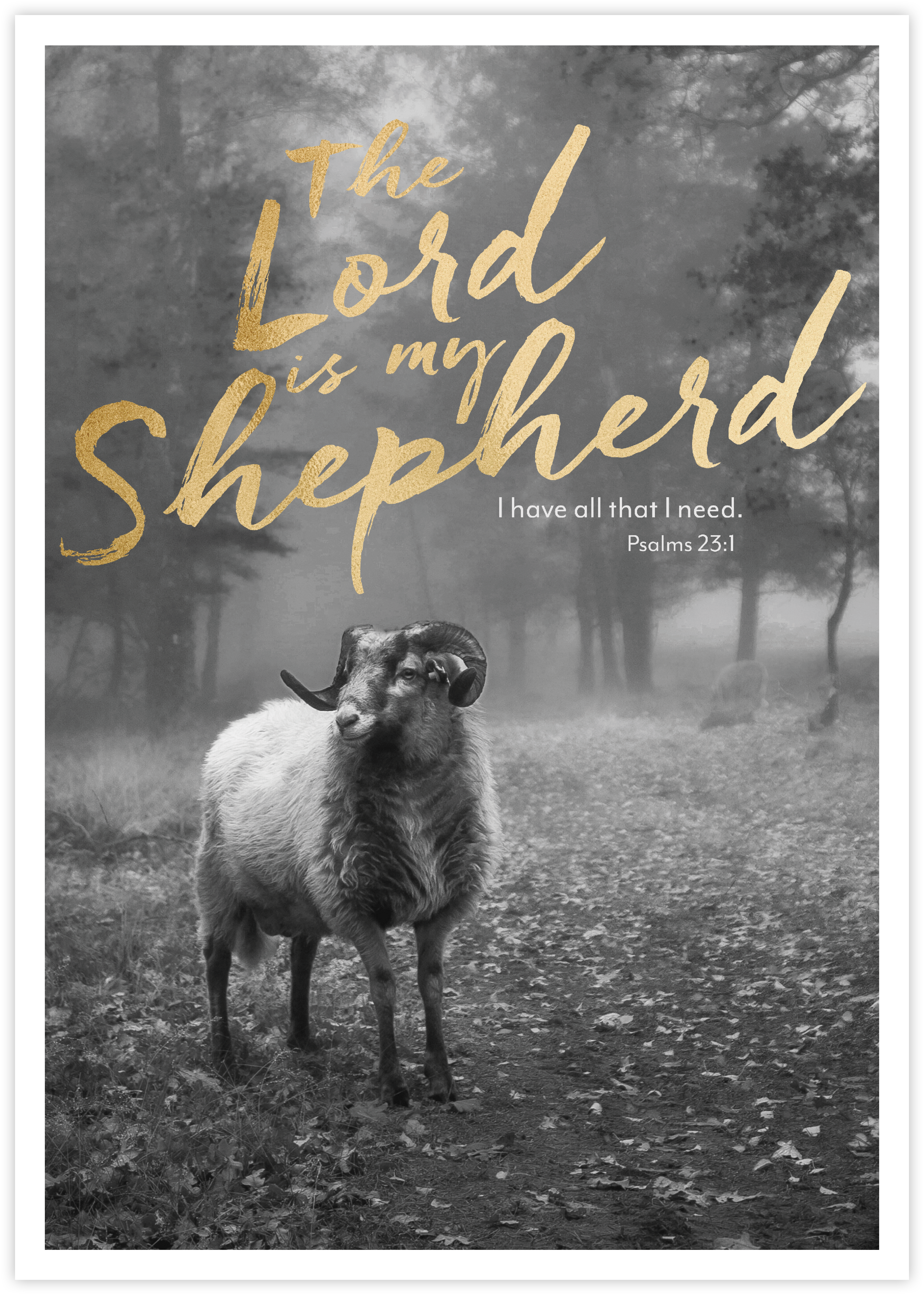 Poster s/w Gold – The Lord is my shepherd