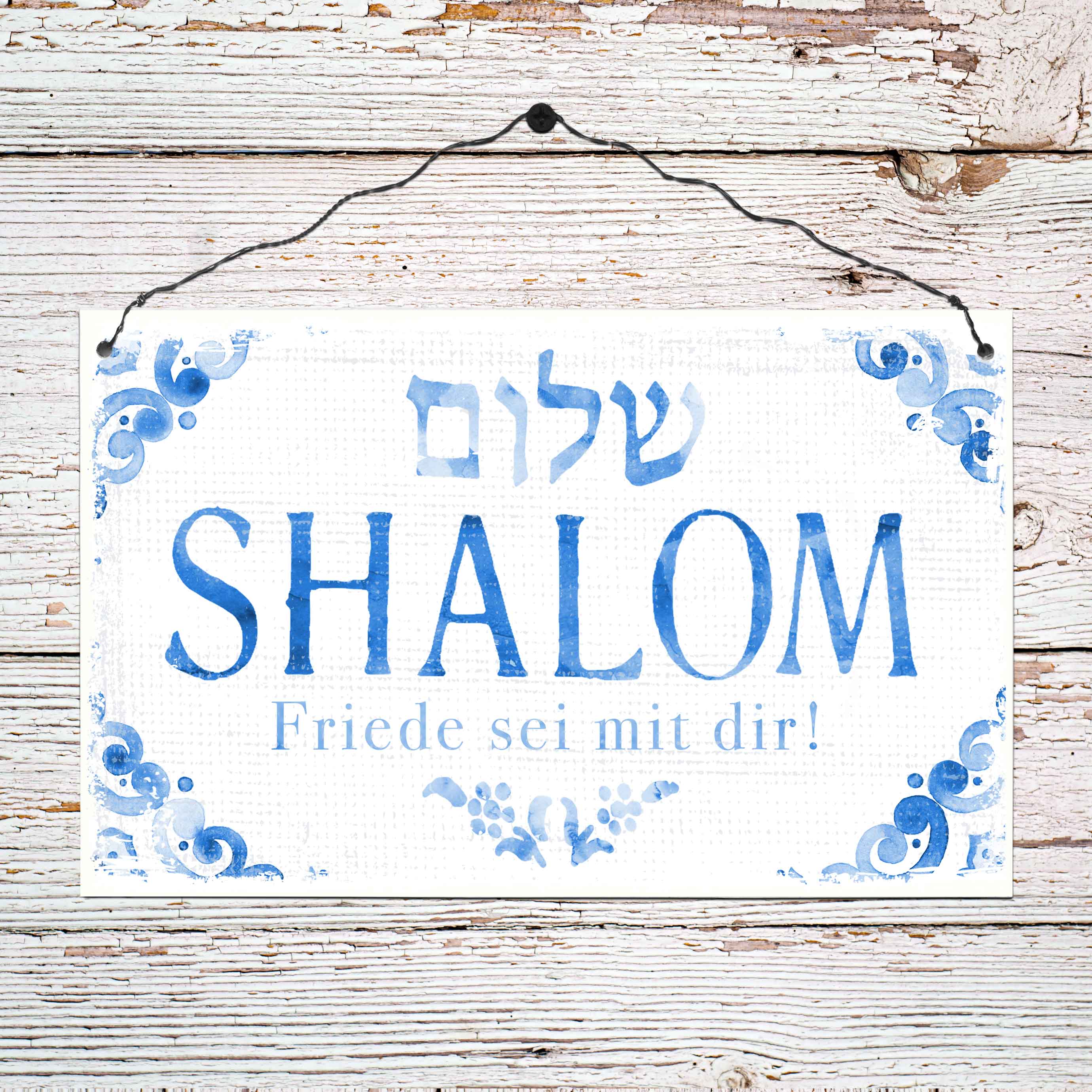 Holzschild groß - Shalom