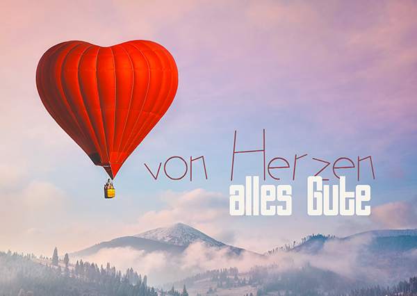 Postkarte – von Herzen alles Gute (Heißluftballon)