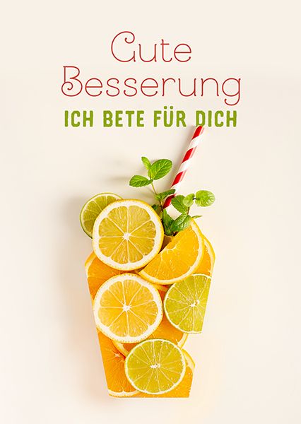 Postkarte – Gute Besserung - Ich bete für dich (Zitronendrink)