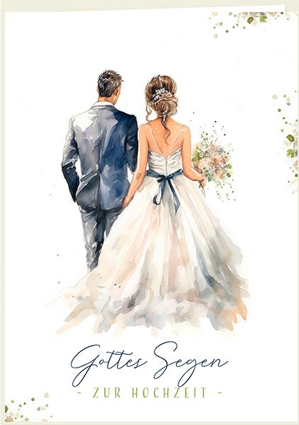 Faltkarte – Gottes Segen zur Hochzeit (Paar Aquarell)